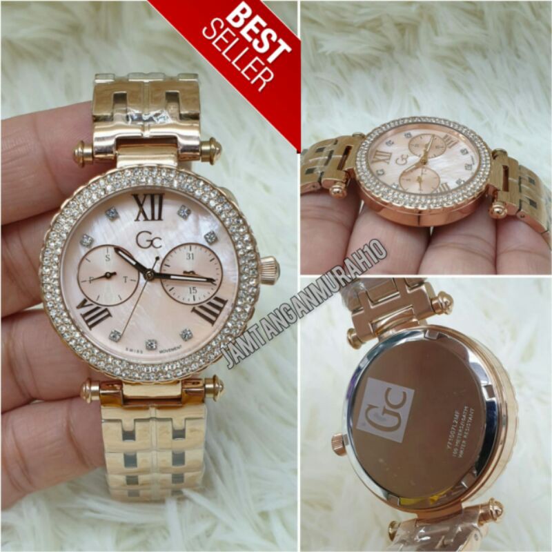 JAM TANGAN WANITA GUESS CRONO RING PERMATA TALI RANTE KUALITAS ORIGINAL