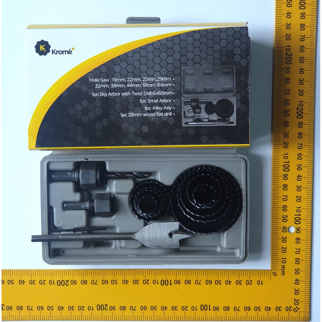 Holesaw Kit Hole Saw Kit Mata Bor Kayu Set 13pcs Benz PROMO Pelubang Kayu Kayu PIPA PARALON PVC GYPSUM ACRYLIC Hidroponik