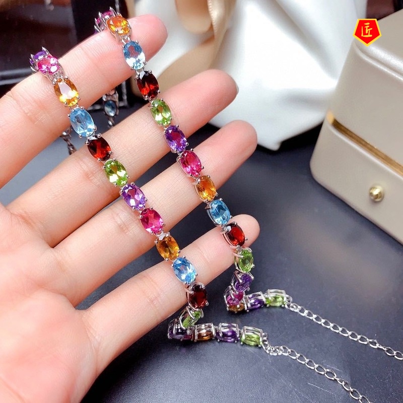 [Ready Stock]Colored Gemstone Bracelet Special-Interest Design