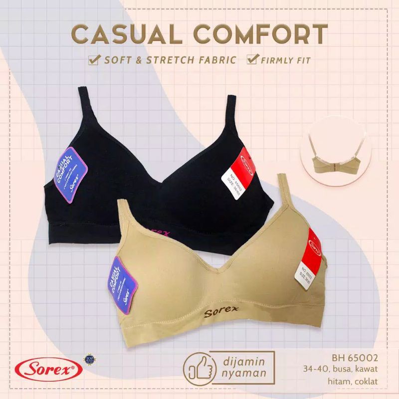 SOREX Bra Basic Casual  65002 Busa tipis  Berkawat