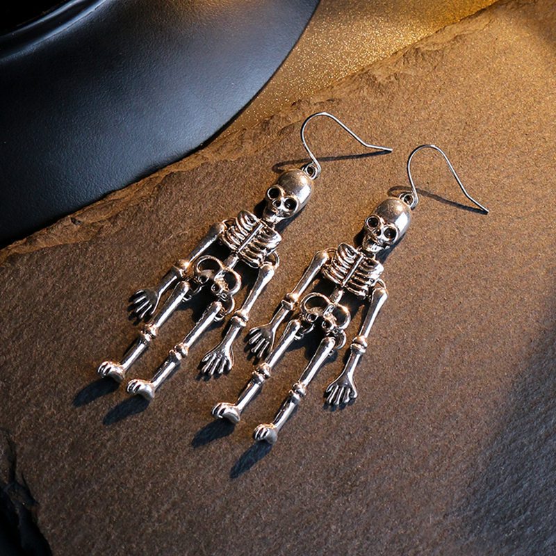 Halloween Vintage Skeleton Skull Dangle Earrings For Women Jewelry Party Gifts