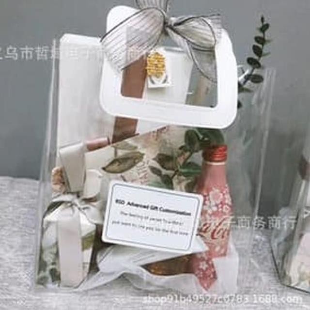 

Terlaris>!jgh-356 Hampers Bag Trasnparan Tas PVC Kantong Hadiah Gift Kotak Kado - Putih