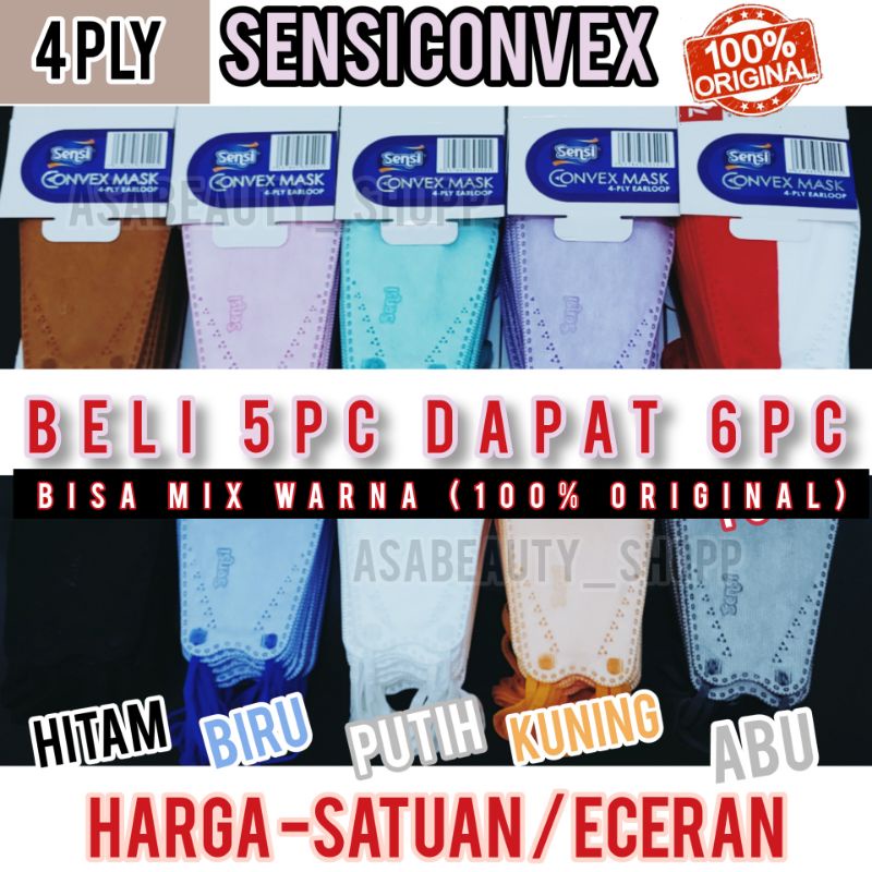 Masker Sensi CONVEX 4 ply Earloop-Original / sensi mask convex 4 ply / Embos Sensi