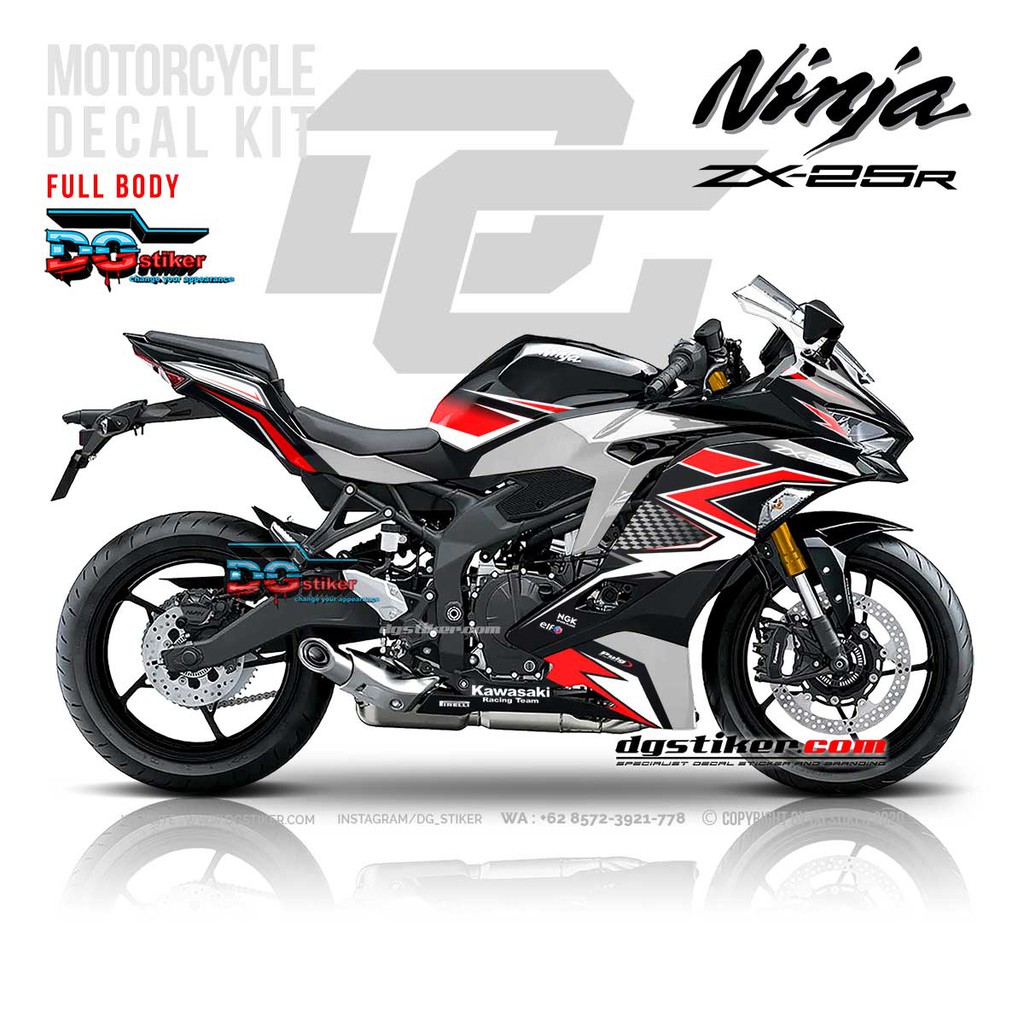 Decal Striping ZX25R Hitam Line DG Stiker
