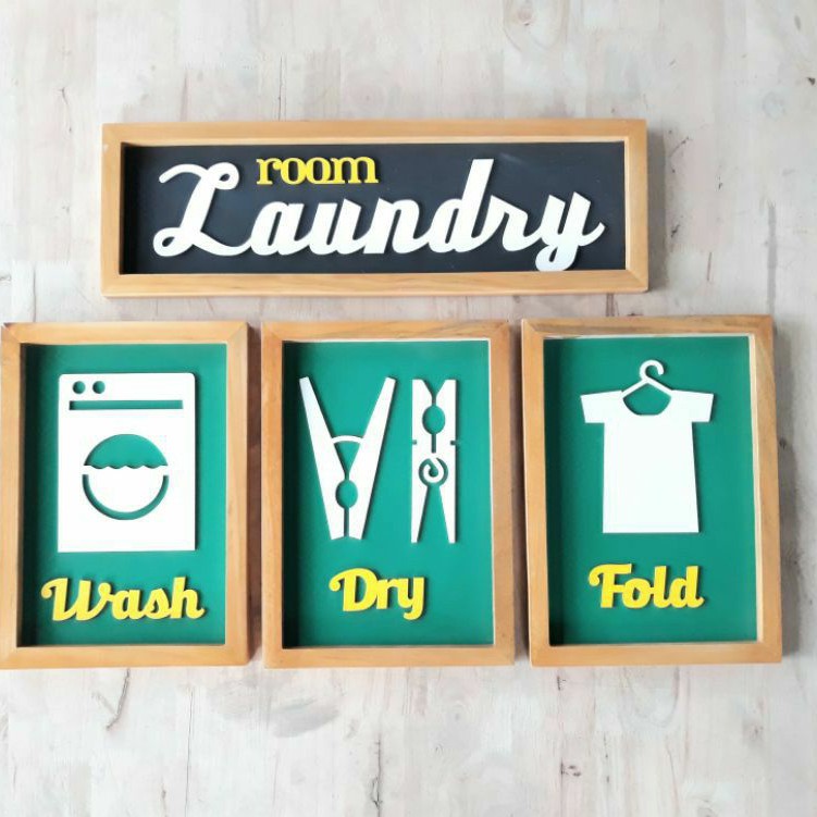 SET LAUNDRY ROOM Hiasan Dinding Walldecor Tulosan timbul