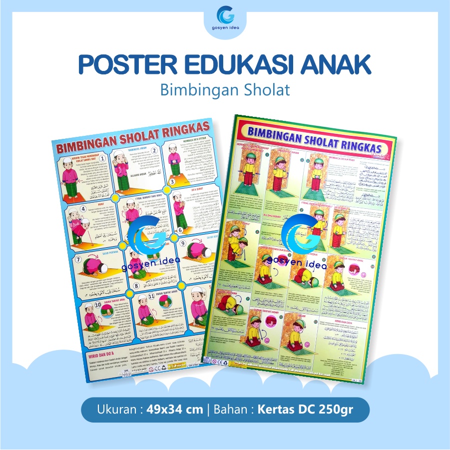 Poster Pendidikan Edukasi Anak Muslim Belajar Bimbingan Sholat Ringkas
