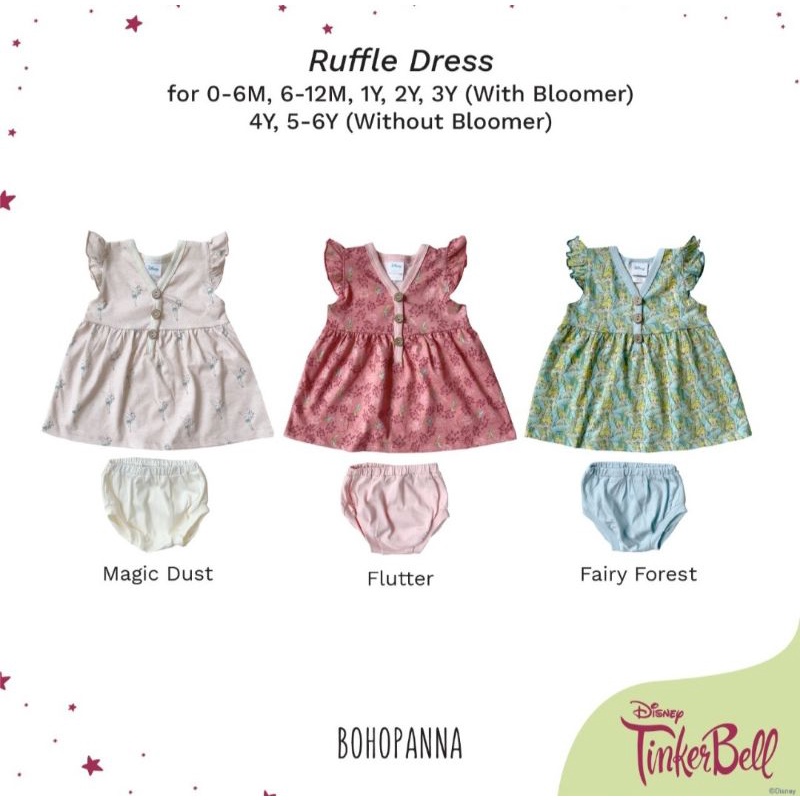 BOHOPANNA - Ruffle Dress Print Motif TinkerBell