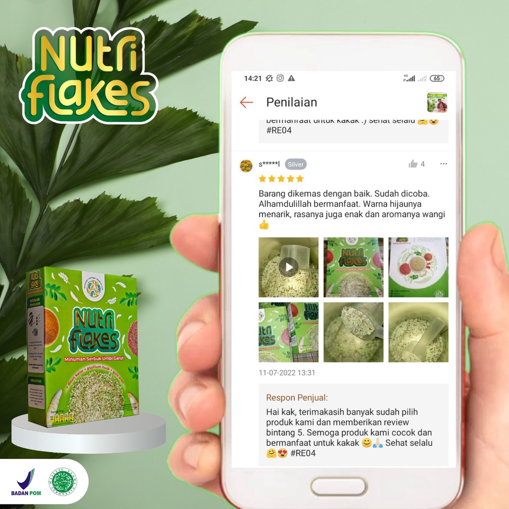 Paket Diet Sehat 2 Box Nutriflakes || Minuman Serbuk Umbi Garut Asli Dengan Psyilium Husk &amp; Daun Kelor Solusi Perlancar Pencernaan Bantu Terapi Asam Lambung Maag Sumber Vitamin &amp; Serat Bantu Untuk Profram Diet