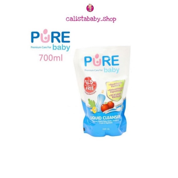 Pure Baby liquid cleanser 450ml dan 700ml refill cuci botol