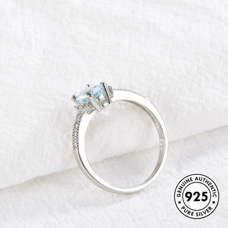 Cincin Sapphire Bahan S925 Silver Gaya Elegan