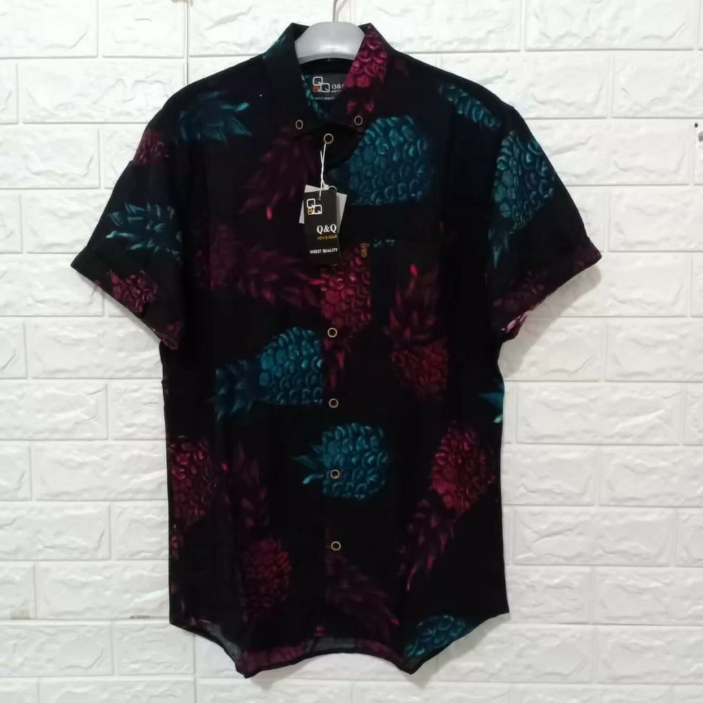 Kemeja Hawaii Pria Motif/ Kemeja Hawai Pria Bahan Rayon Lengan Pendek Baju Kemeja Hawai Pria Pantai Cowok Bali REGGAE Cowok Pendek Satai Rayon Halus Motif Printing Retro [COD]