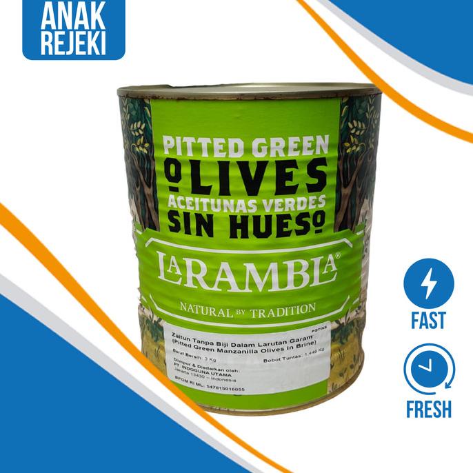 

La Rambla Pitted Green Manzanilla Olives 3kg - Buah Zaitun Olive Hijau ---Termurah---