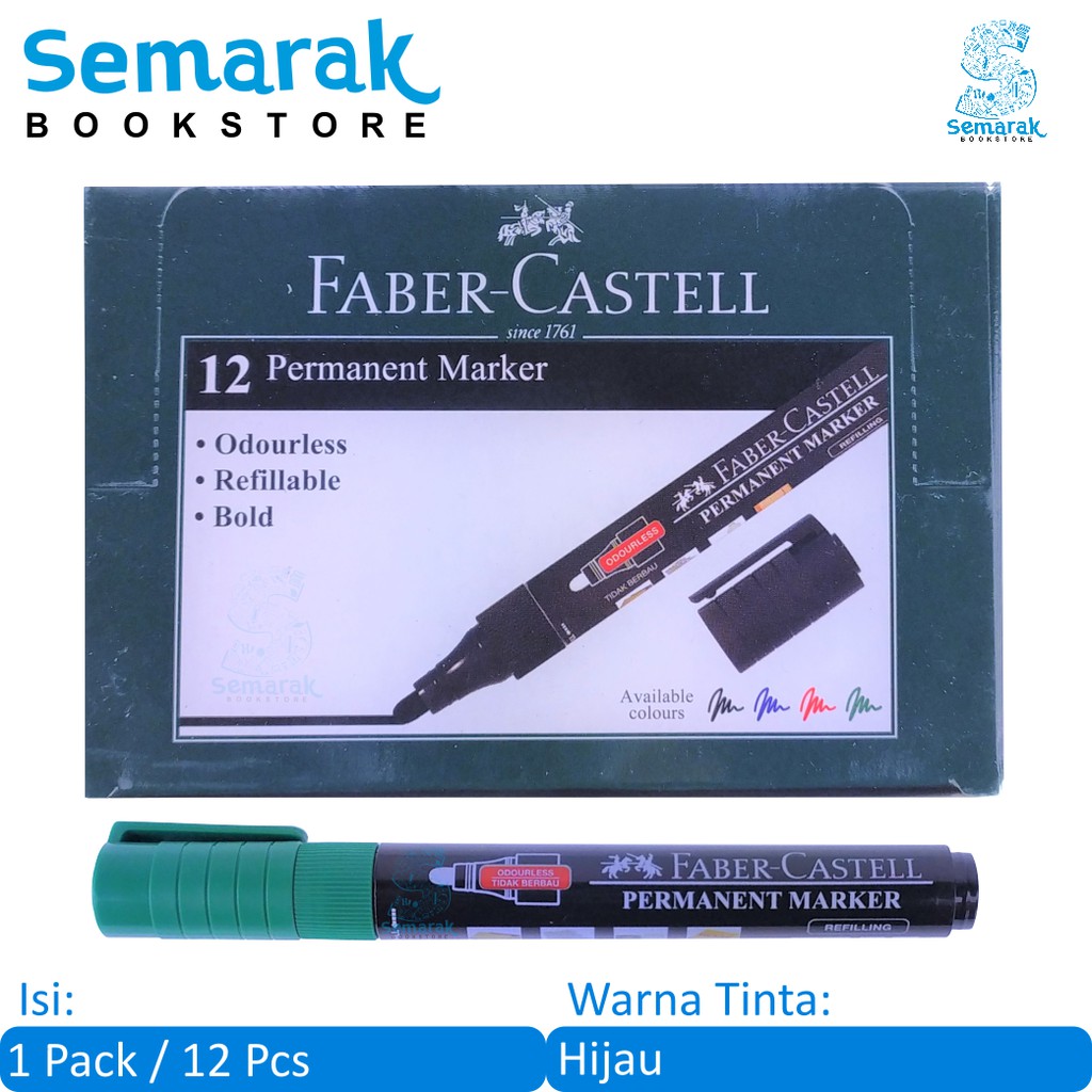 

Spidol Tidak Dapat Dihapus Faber Castell Eco Permanent Marker - Hijau [1 Pack / 12 Pcs]