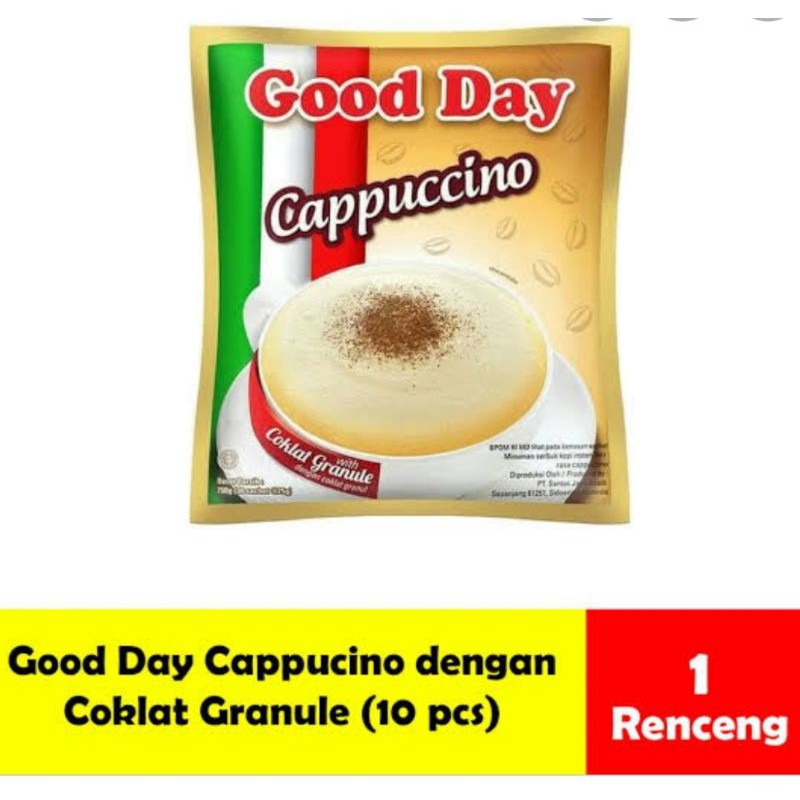 

Kopi GoodDay Cappucino Sachet 25gr per Renceng (10 Sachet)