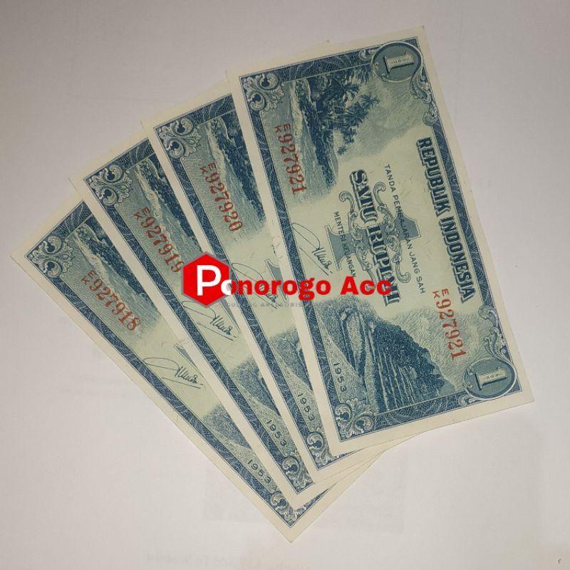 (GRESS/AU/UNC) Uang kuno 1 rupiah seri pemandangan tahun 1951 &amp; 1953 uang mahar nikah 21 rupiah 2021 rupiah