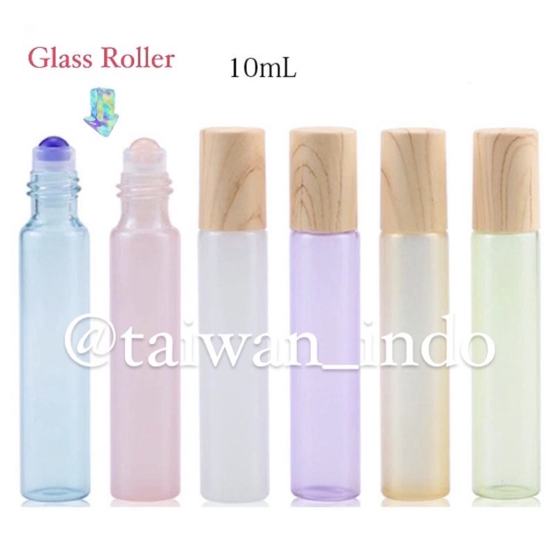 Botol Kaca Roll On 10ml Pastel Tutup Bambu Wood Bamboo Bottle Roller