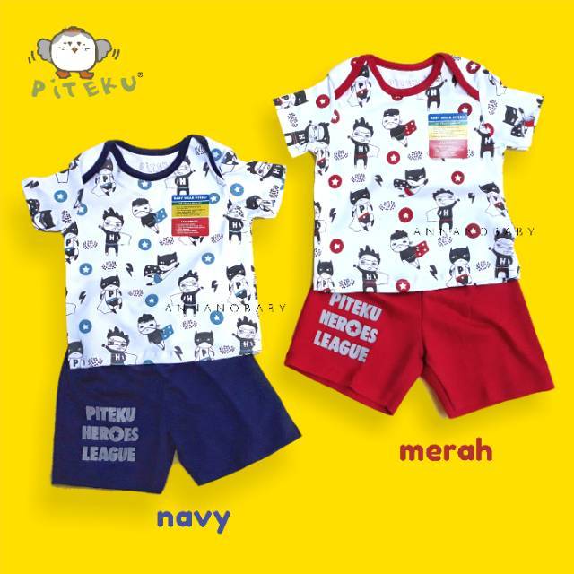 PITEKU Setelan Baju  Pendek Bayi  Laki  laki  6 12 Bulan 