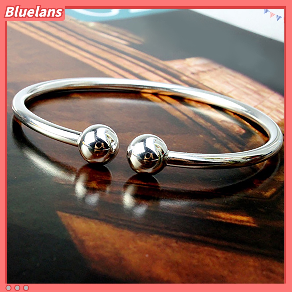 Bluelans Women Silver Plated Open Hand Cuff Bracelet Simple Beads Bangle