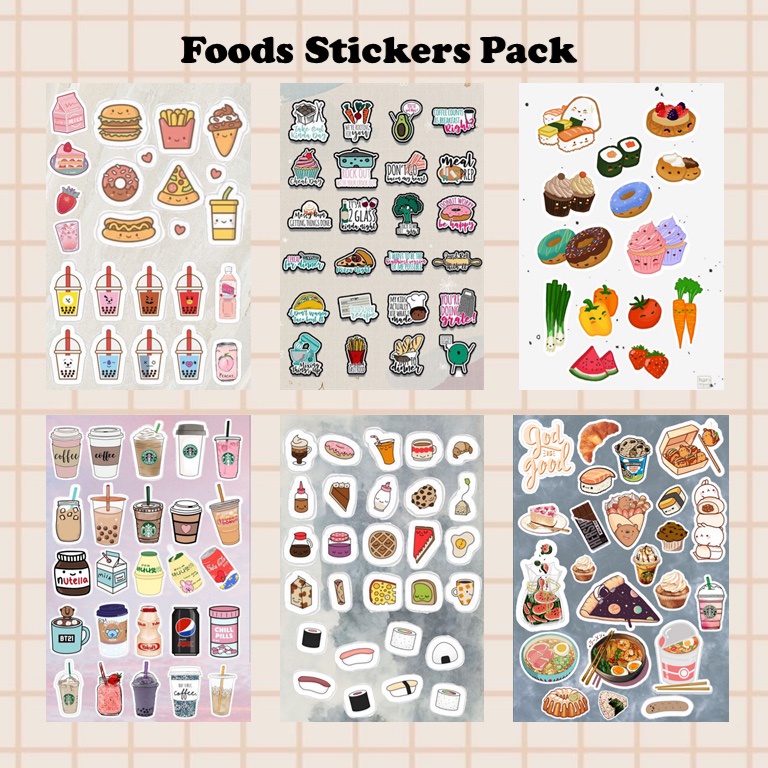 

Foods Stickers Pack stiker makanan aesthetic estetik stiker jurnal vintagestiker murah/stiker lucu