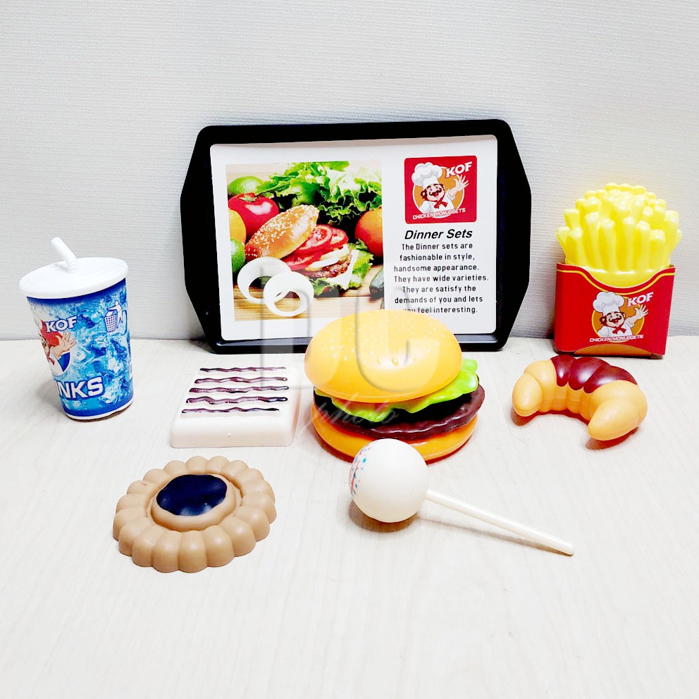 Educational Toys 893-86 Fast Food Mainan Masak-masakan Stacking Burger Cookies Permen Cola Kentang