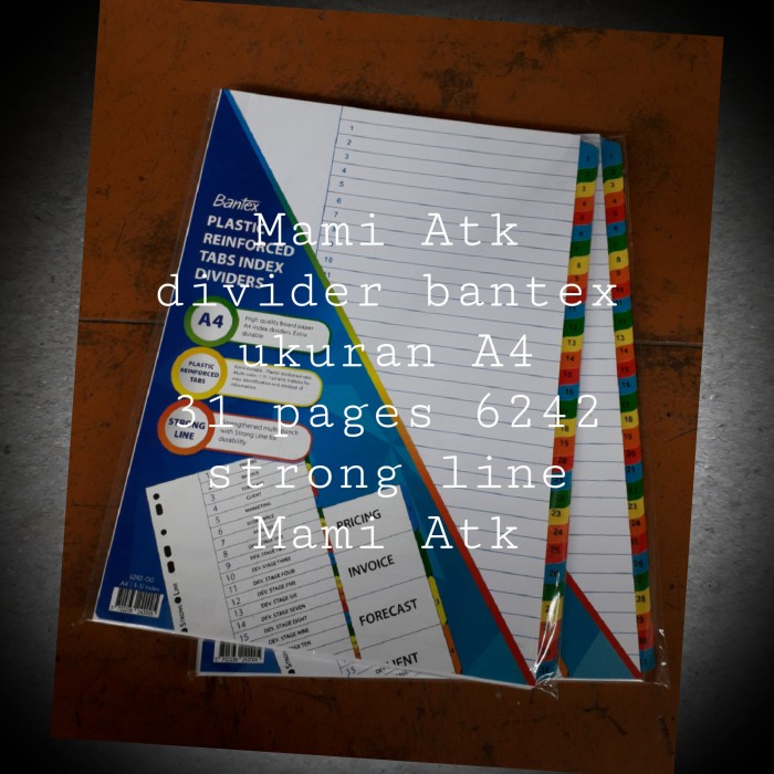 

Buruan Strongline Divider Bantex Size A4 No Ref 6242 Kertas Pembatas 31 Pages Bagus