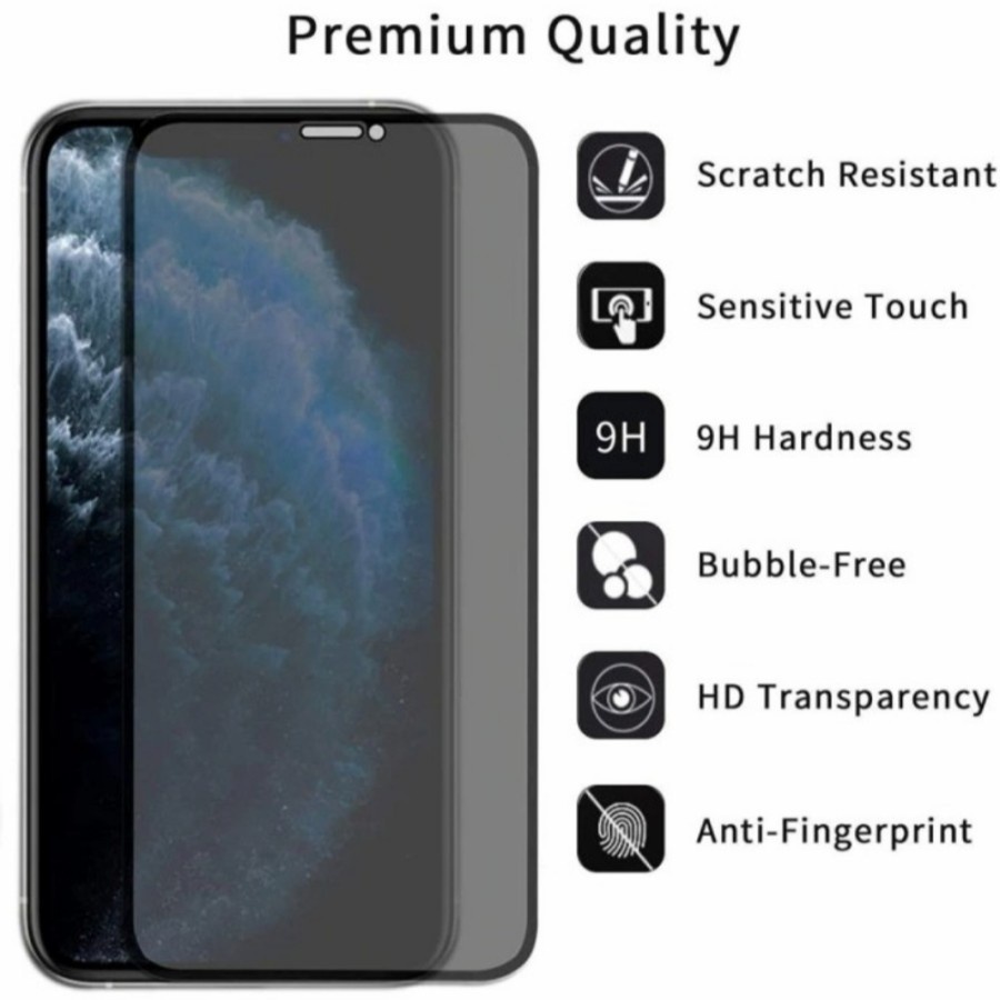 IPHONE X / XS / XR / XS MAX TEMPERED GLASS PRIVACY ANTI SPY FULL ANTI GORES KACA - IPHONE X / XS