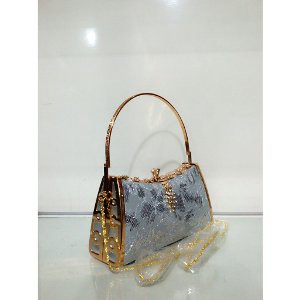Jual Tas Pesta Handbag Wanita Murah Import Bunga 20254 silver Diskon