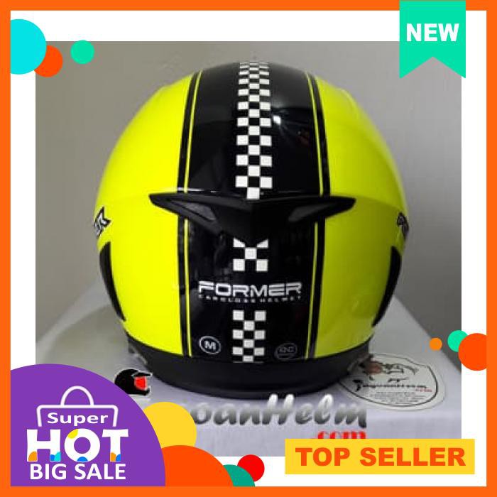 CARGLOSS HELM FORMER RETRO| YELLOW FL~ BLACK MET. | HALF FACE CARGLOS