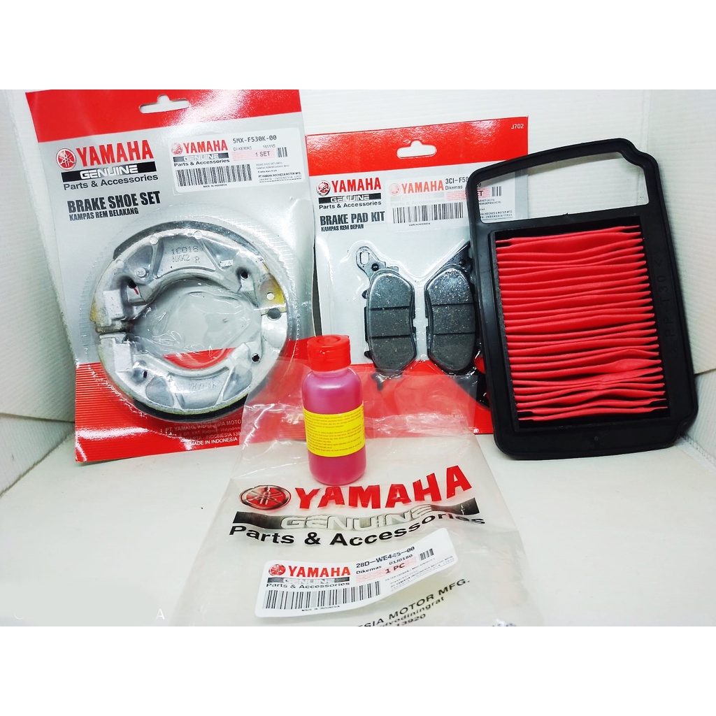 Paket servis filter udara mio smile mio soul karbu mio sporty+dispad dan kampas tromol+minyak rem