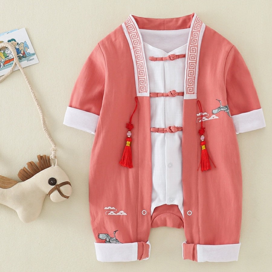 Baby boy cheongsam romper chinese new year baby boy cheongsam tassel