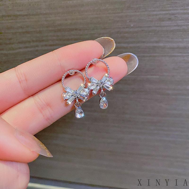 【COD】Anting Berlian Imitasi Bentuk Pita Untuk Wanita Anting Berlian Imitasi Bentuk Pita Untuk Wanita