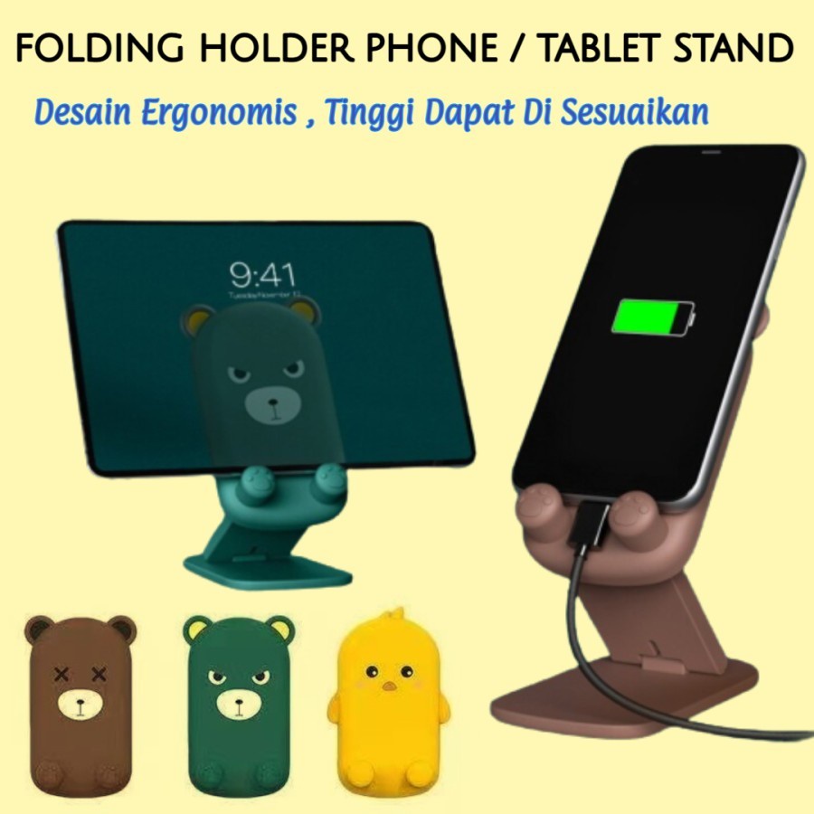 HD40-Folding Holder Hp Karakter Phone Holder Lipat Motif Kartun