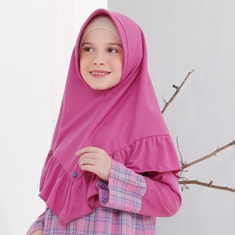 Jilbab Anak Warna Magenta Bahan Kaos Khimar Aisyah RaggaKids
