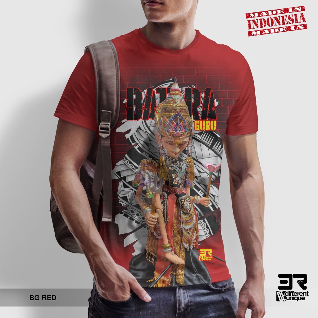 [ COD ] KAOS PRINTING GAMBAR WAYANG BG RED - BAJU DISTRO ORIGINAL MOTIF ADAT BUDAYA SUKU INDONESIA C