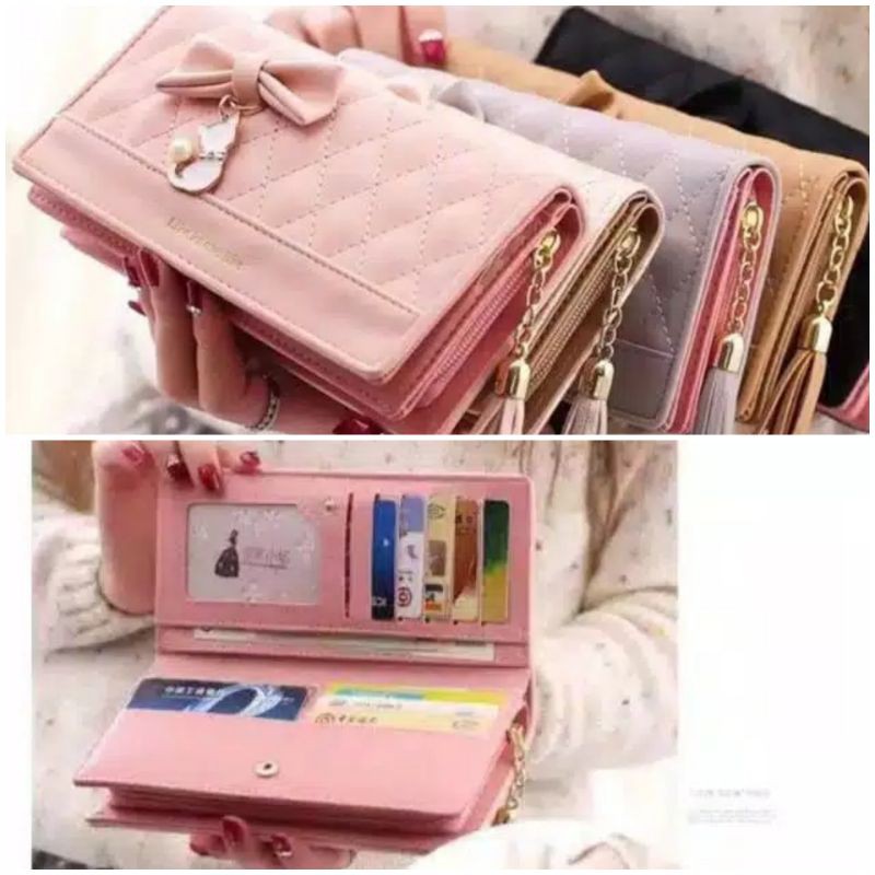 DOMPET PANJANG ALESHA, dompet pita kucing, dompet lipat wanita