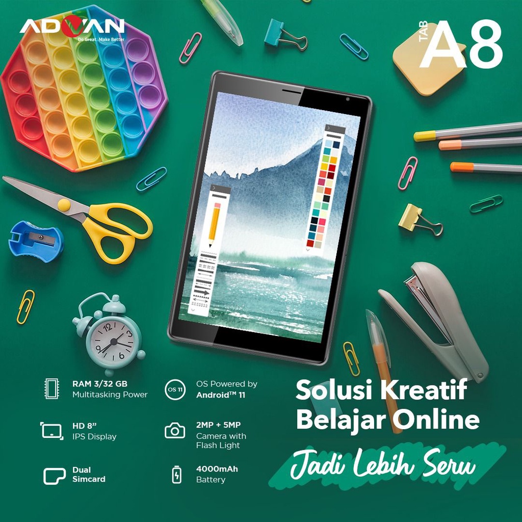 ADVAN TAB A8 RAM 3/32GB GARANSI RESMI