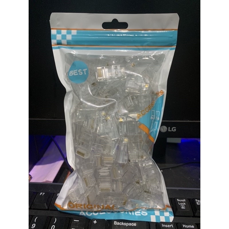 Konektor Rj45 Lan / Rj45 Isi 100Pcs Untuk Cat5e High Quality Bagus