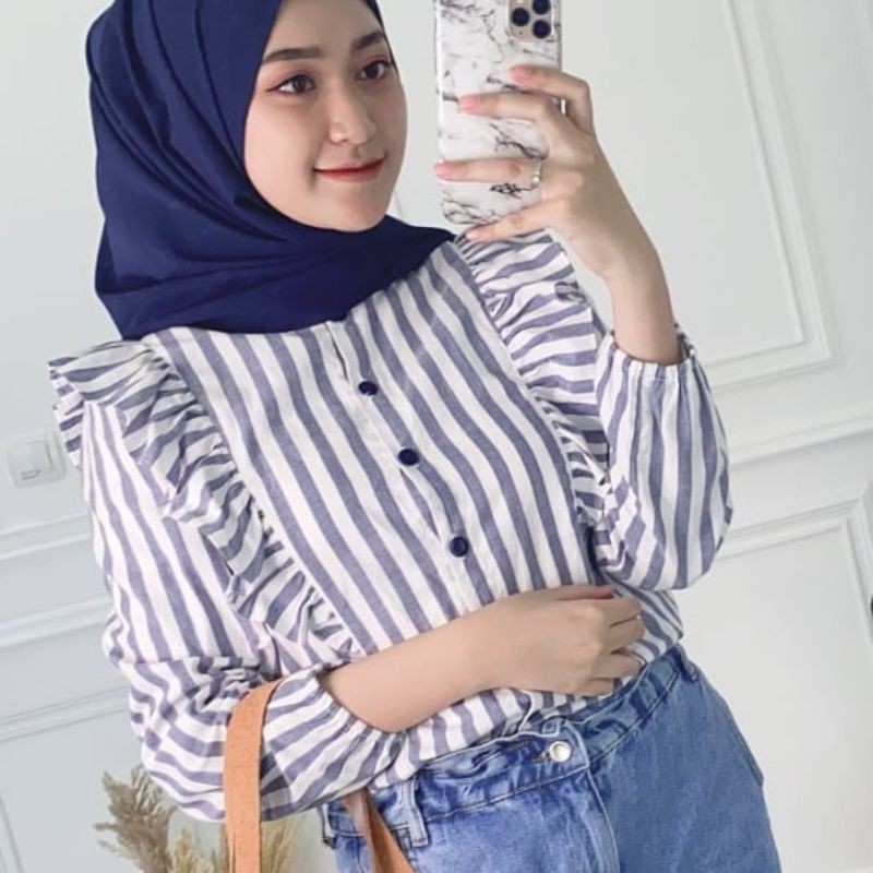 Desof Qia Top Baju  Atasan  Wanita Lengan  Panjang  Blouse 