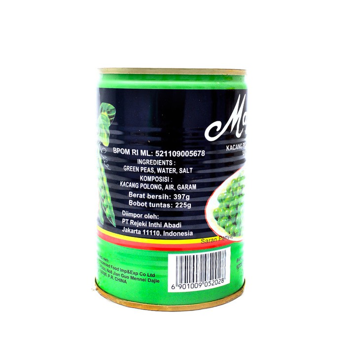 

Kacang Polong Ma Ling Kaleng 397Gr (Mma-09)