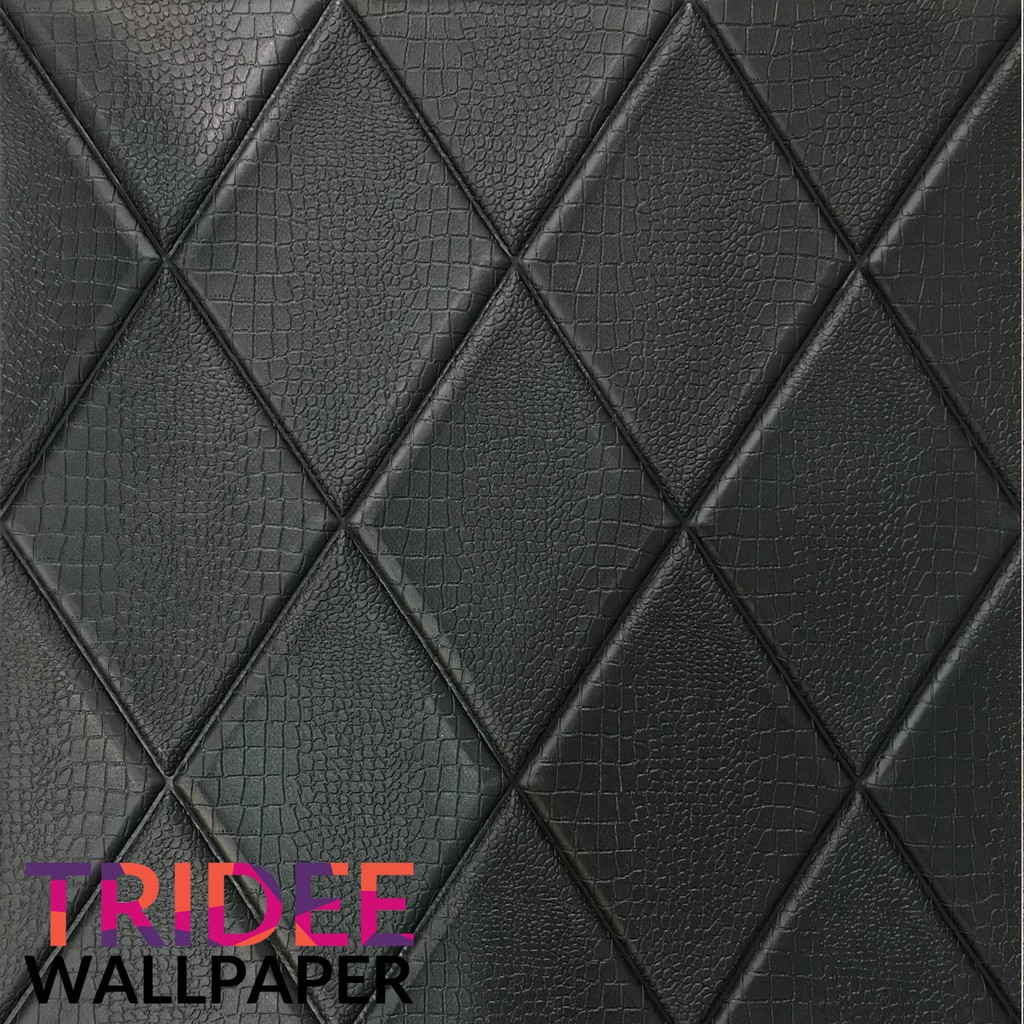 Wallpaper Foam 3D Motif Ketupat Hitam |TRIDEE DIAMOND CROC