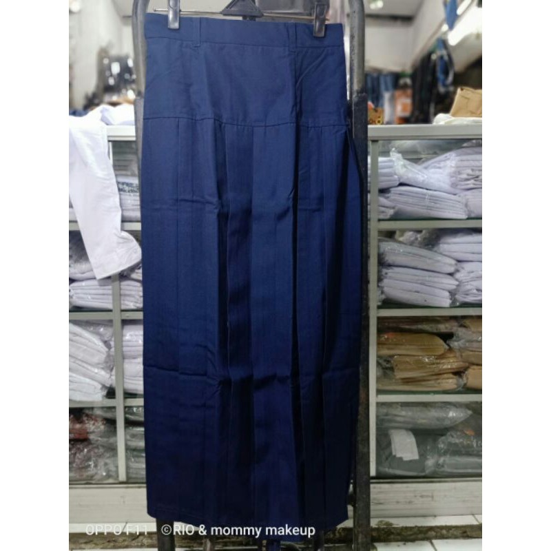 ROK REMPEL PANJANG SMP BIRU NAVY NAPY ROK SERAGAM SEKOLAH SMP BIRU REMPEL BIG SIZE ROK WANITA BAPING