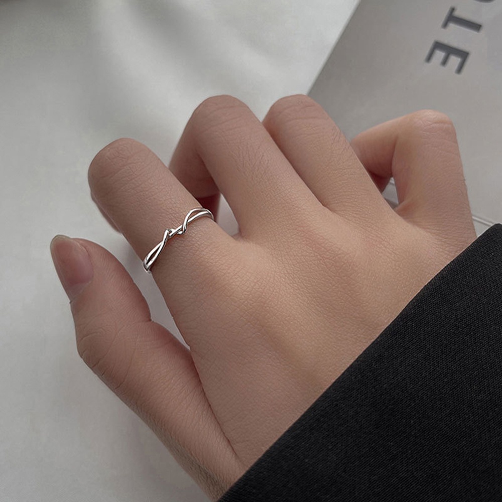 aaoottuuoo5.id Cod   1pcs Silver Color Simple Wave Twisted Line Geometric Opening Adjustable Index Finger Ring Jewelry
