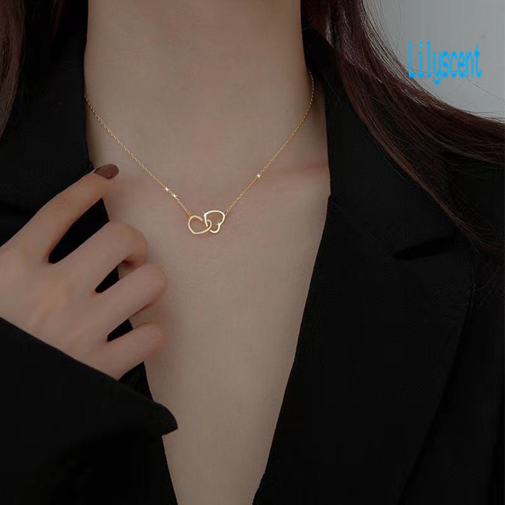 Kalung Wanita Adjustable Bentuk Hati Model Hollow Out Gaya Korea Untuk Pesta Pernikahan