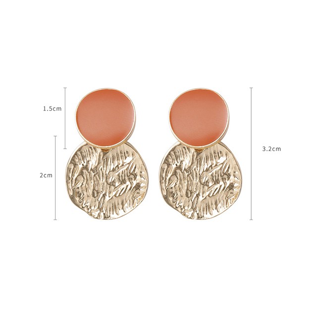 LRC Anting Tusuk Fashion Golden 925 Silver Pin Irregular Concave Pattern Disc Earrings D87548