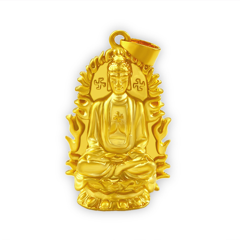 Kalung Emas Asli Kadar 375 Dengan Liontin Avalokitesvara Untuk Pria