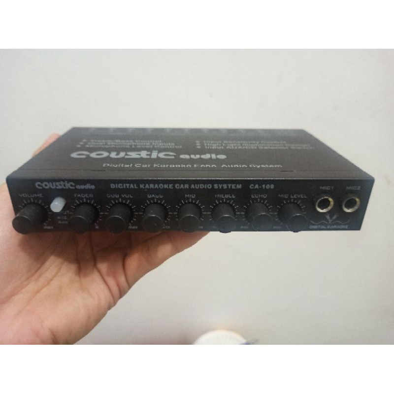 2 mic Digital Karaoke Car Audio System/Parametric Equalizer Coustic ca108 Karauke KAROKE Mobil murah setting amplifier car