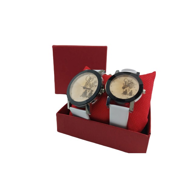 1 Pasang ROMANTIC KHAKI Jam Tangan Couple Korean Style Fashion Watch Cowo Cewe Kulit Pasangan