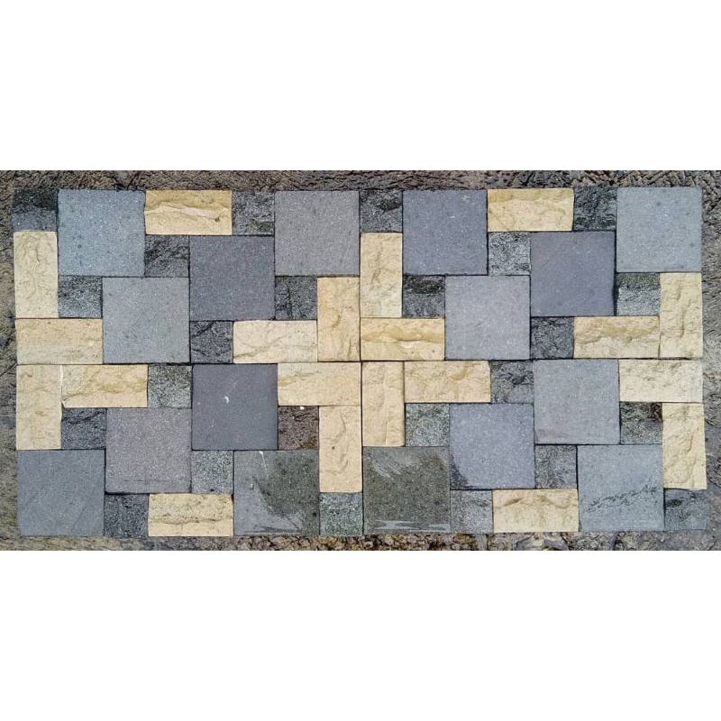 Batu alam dinding wallcladding/mozaik mix 2 warna 20x40cm khusus area solo