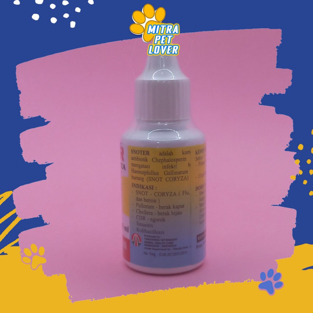 OBAT FLU PILEK BURUNG - SNOTER 30 ML ORIGINAL - ANTI SNOT CORYZA ATASI FLU BERSIN NGOROK BURUNG BIRD - ANTI INFEKSI - CDR - AMPUH SEHAT - MURAH ASLI BERKUALITAS - PET ANIMAL HEALTHCARE &amp; VETERINARY TAMASINDO VITAMIN HEWAN BINATANG PELIHARAAN MITRAPETLOVER