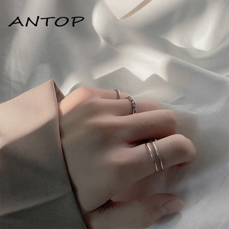 3 Pcs/set Korea Cincin Untuk Wanita Perak Sederhana Fashion Perhiasan Aksesoris ANTOP